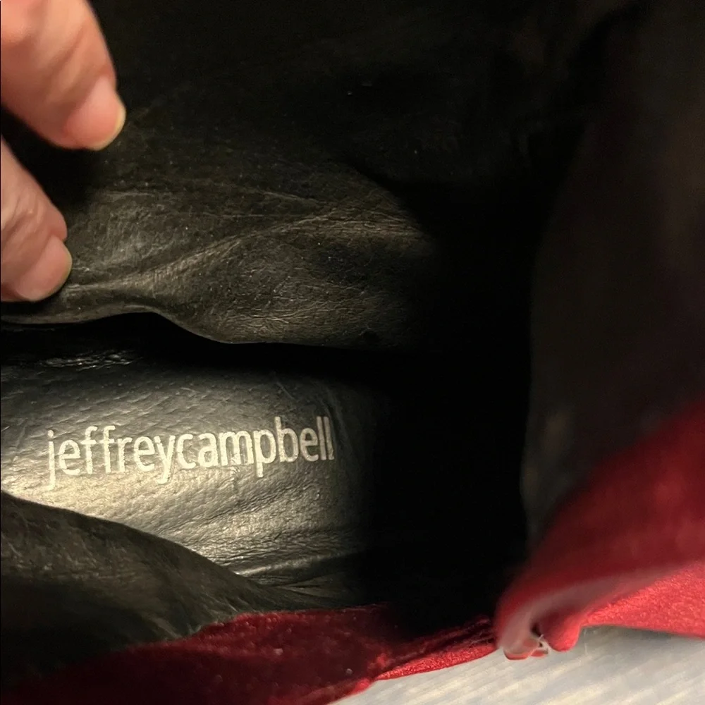 Deep red / Purple Velvet Platform Boots - Picture 2 of 14